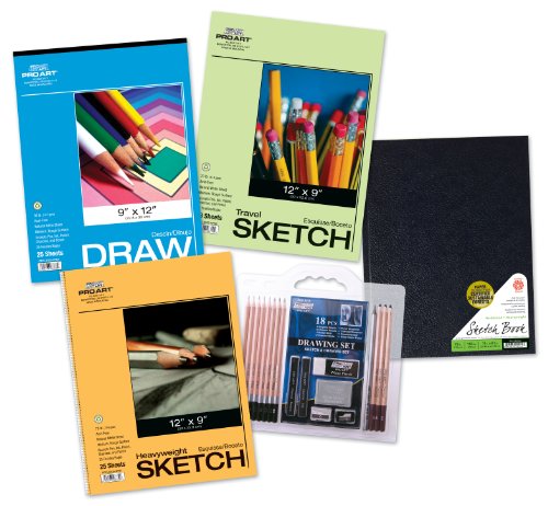Pro Art Paper/Pencil Set Value Pack, Hardbound, 22-Piece Set