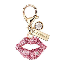 MC61 New Arrival Adorable Pink Crystal Kiss Lip Lobster Charms Pendants with Pouch Bag (1 piece)