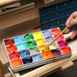 Transon Artist Paint Palette Box 24 Large Deep Wells Airtight for Watercolors, Gouache, Acrylic and