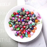 FEEIN 453pcs Beads Kits for Jewelry Making Acrylic Round Loose Beads in Different Patterns with Chakra Beads,Lava Beads,Glass Beads for Adults Bracelet Necklace Earring Making