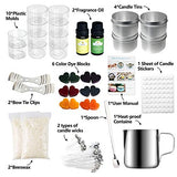 32 Pcs Complete DIY Candle Making Kit - Candle Craft Tools, Candle Kit Include Pouring Pot, Jars with Lids, Plastic Candle Molds, Long & Short Candle Wicks, Wicks Holder, Solid Wax & More