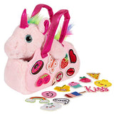 Little Jupiter Pet Plush Bag Purse Set with 18pc Removable Patch Set & Pink & Rainbow Details - Unicorn Stuffed Animals for Girls - Cute Plushie - Cute Toy Plushies - Girls Toys - Age 4 - 5 - 6 - 7