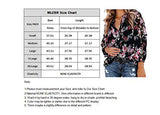 MLEBR Womens Fashion Summer V Neck Long Sleeve Drawstring Flower Floral Printed Casual Blouses Tops T Shirts for Womens Black Small