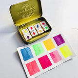 Csy Art Supplies Handmade Neon Watercolor Paint Set -8 Colors Macaron Luminous Noctilucous Fluorescence Glow Water Coloring-Watercolors Paints for Artists ,for Travel Painting, Sketching, Nail Art and Illustrating (Neon Color Set)