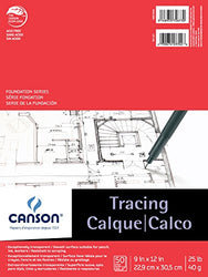 Canson Foundation Tracing Paper Pad for Ink, Pencil and Markers, Fold Over, 25 Pound, 9 x 12