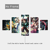 Demon Slayer Poster - Japanese Anime Wall Scroll Poster - 5 Pcs HD Canvas Printing Posters for Living Room, Bedroom, Club Wall Art Decor, No Frame .