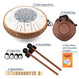 Steel Tongue Drum -15 Notes 13 inches - Percussion Instrument -Handpan Drum with Bag, Music Book, Mallets, Finger Picks.