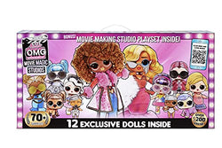 LOL Surprise OMG Movie Magic Studios with 70+ Surprises, 12 Dolls Including 2 Fashion Dolls, 4 Movie Studio Stages, Green Screen, Phone Tripod, Movie Theater/Set Packaging, and Movie Accessories