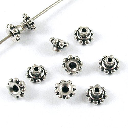 TierraCast Pewter BeadAligner Stabilizers-SILVER BEADED + 2mm PEG 6mm (10)