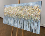 Yotree Paintings, 24x48 Inch Paintings Oil Hand Painting Golden Tree Forest Painting 3D Hand-Painted On Canvas Abstract Artwork Art Wood Inside Framed Hanging Wall Decoration Abstract Painting