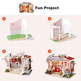 ROBOTIME Dollhouse Miniature with LED Wooden Miniature Craft Kits for Adults DIY Model Ice-Cream Shop Kits Creative Gift