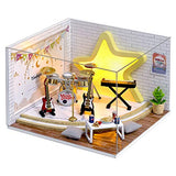 TOYROOM Miniature Dollhouse Kits Handmade Instrument Concert Model DIY Mini Dollhouse Miniature Collections Mens/Boys Gift Room Decoration with LED Light and Dust Cover