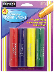 Sargent Art 93-2101 Tempera Paint Sticks, 4 Colors, Quick Drying, Primary Set