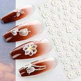 Nail Art Stickers, Smallbudi 5d Exquisite Pattern Nail Art Supplies, Self Adhesive Nail Art Decoration White Lace Rose Flower Leaf Feather Carving Design Acrylic Nail Art 3 Sheet