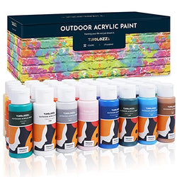 TAVOLOZZA Outdoor Acrylic Paint Set - 32 Assorted (2 oz/60 ml) Colors Non-toxic and Suitable for Canvas, Paper, Wood, Stone, Ceramics and Models