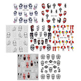 Halloween Nail Stickers - 25 Sheets Day of The Dead Water Transfer Nail Decals Ghost Spider Face Web Witch Skeleton Nail Art Stickers Wraps Manicure Tips Strips Decoration for Halloween Party Supply