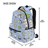 School College Backpack Rucksack Travel Bookbag Outdoor Cute Sushi Pattern