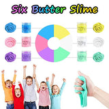 X-Kim Upgrade 6 Pack Slime Kit with Rainbow, Ice Cream, Watermelon, Grapes, Pineapple, Lollipop Candy Charms Slime, Super Soft and Non-Sticky DIY Butter Slime Toys Glossy Scented Slime for Kids