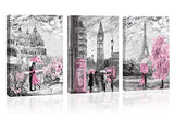 Canvas Pictures Paris Eiffel Tower Decor for Bedroom for Girls Pink Paris Theme Room Decor Wall Art Canvas Black and White Art Eiffel Tower Pictures Decor London Big Ben Tower Eiffel Tower Painting