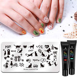 Biutee Nail Stamping Plates 5PCS Nail Stamping Polish Gel 8PCS Nail Stamper Set 1 Double Head Stampers with Scrapers Nail Art Stamping Kit Leaves Flowers Animal Template Image Plate…