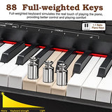 Digital Piano, 88 Keys Weighted Home Digital Piano Hammer Action with Flip Key Cover and Furniture Stand, Power Adapter, Triple Pedals, Black, by Vangoa