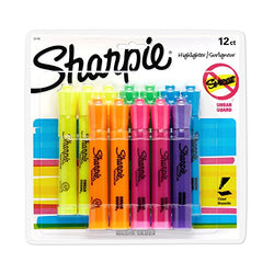 Sharpie 25145 Tank Highlighters, Chisel Tip, Assorted Fluorescent, 12-Count