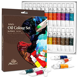 PHOENIX Oil Paint Set 24 Color x12ml / 0.4 Fl Oz Tubes Non-toxic Oil Based Paints for Canvas, Great Value Art Paints for Artists Craft Painting Supplies for Kids, Students & Beginners