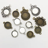 Fit 12mm Round Blank Bezel Pendant Trays Base Cabochon Settings Trays Pendant Blanks Neckalce