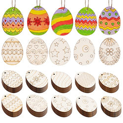 Yookat 200 Pieces Easter Egg Wooden Cutout Unfinished Wood Easter Egg Ornaments Egg Wood DIY Crafts Cutouts Easter Egg Unfinished Wood Slices for Painting Crafts and Easter Decorations
