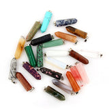 24pcs Hexagonal Healing Point Bullet Chakra Charm Stone Beads Semi-Precious Gemstone Rock Crystal