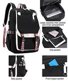 Teenage Girls' Backpack Middle School Students Bookbag Outdoor Daypack with USB Charge Port (21 Liters, Black Pink)