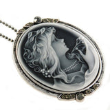 Light Gray Cameo Pendant Necklace Charm Fashion Jewelry for Women