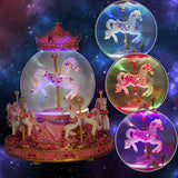 WOOYAN Carousel Music Box for Girls - Plays You are My Sunshine Color Change Rotating 6-Horse Carousel Horse Music Box Children's Day Gift (Pink,6-Horse)
