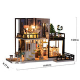 CONTINUELOVE DIY Miniature Dollhouse Kit - Tiny House Kit with Furniture, Led Lights and Dust Cover - 1:24 Scale DIY Wooden Dollhouse Kit - Best Toy Gift for Boys and Girls