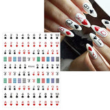 JMEOWIO 8 Sheets Poker Nail Art Stickers Decals Self-Adhesive Pegatinas Uñas Black Red Heart Nail Supplies Nail Art Design Decoration Accessories
