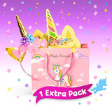 Original Stationery Party Favors for Kids Birthday Party Favor Bags for Girls with Complete Unicorn Slime Kit - Goodie Bag Fillers Headband, Masks, Stickers, Charms (15 pcs)