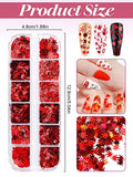 Kalolary 36 Grids Holographic Heart Nail Art Glitter Sequins, Mix-Shaped Laser Heart Butterfly Star Lips Confetti Glitter Flakes for Valentine's Day Makeup Nail Art Decoration DIY Craft