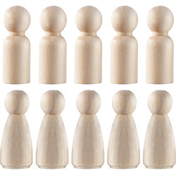 Pangda 10 Pieces 65 mm Unfinished Wooden Peg Dolls Wooden Tiny Doll Bodies People Decorations, Wood