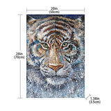 White Tiger Oil Painting Canvas Wall Art Hand Painted Cool Tiger In Snow Picture Decoration For Living Room And Bedroom Framed And Easy To Hang 20x28 Inch