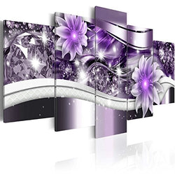 Abstract Purple Flower Painting Artwork Contemporary Diamond floral Art Canvas Print Picture Wall Decor for Bedroom Decoration