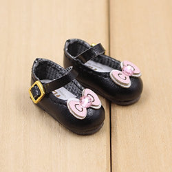 Fortune days toys for 1/6 Doll Shoes, Kitty cat and Butterfly Style Handmade Shoes Four, Suitable Blythe ICY licca Azone Body and More! (Black Bowknot)