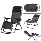 FDW Set of 2 Zero Gravity Out Door Lounge Chairs (Black)