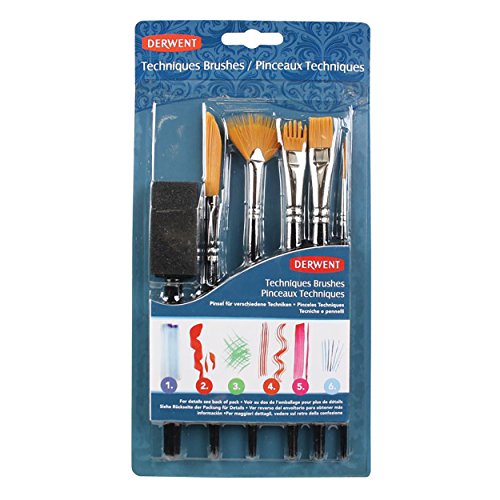Derwent Techniques Brushes, Pack, 6 Count (2302003)