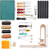 LAMPTOP 33 Pieces DIY Leather Craft Tools Hand Stitching Tool Set with Stitching Pony,Matting