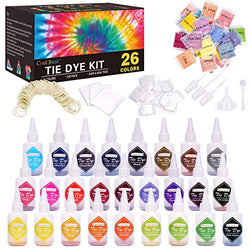 Tie Dye Kit, 26 Colors Fabric Dye, Tie Dye DIY Set, All-in-1 DIY Fashion Dye Kit, Crafts for Girls & Boys Ages 6 Years and up, Tie Dye Kits Set, Best Tie Dye Party Kit