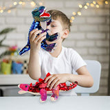 Plush Dinosaur Stuffed Animal Set of 3 Reversible Sequin Soft Dinosaur Toys for Boys and Girls, 12 Inches. Tyrannosaurus Rex, Brachiosaurus, and Stegosaurus Dinosaurs – Ideal Gift for Dinosaur Lovers