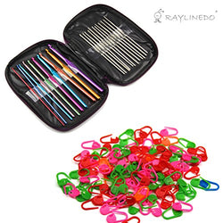 RayLineDo 22pcs Mixed Aluminum Handle Crochet Hooks Needles Yarn Weave Knit Craft Set with 20PCS