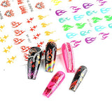 12 Sheets Nail Art Stickers Nail Decals, Fire Flame Nail Stickers Abstract Colorful Heart Wave Number Water Decals Slider for Manicure Charm Decorations