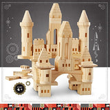 {150 Piece Set} Wooden Castle Building Blocks Set FAO SCHWARZ Toy Solid Pine Wood Block Playset Kit