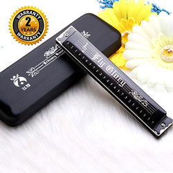 Best Harmonica C Key 24 Holes Major Diatonic Double Tremolo Beginner Harmonicas for Sale Musical Instrument Accessories Black with Case